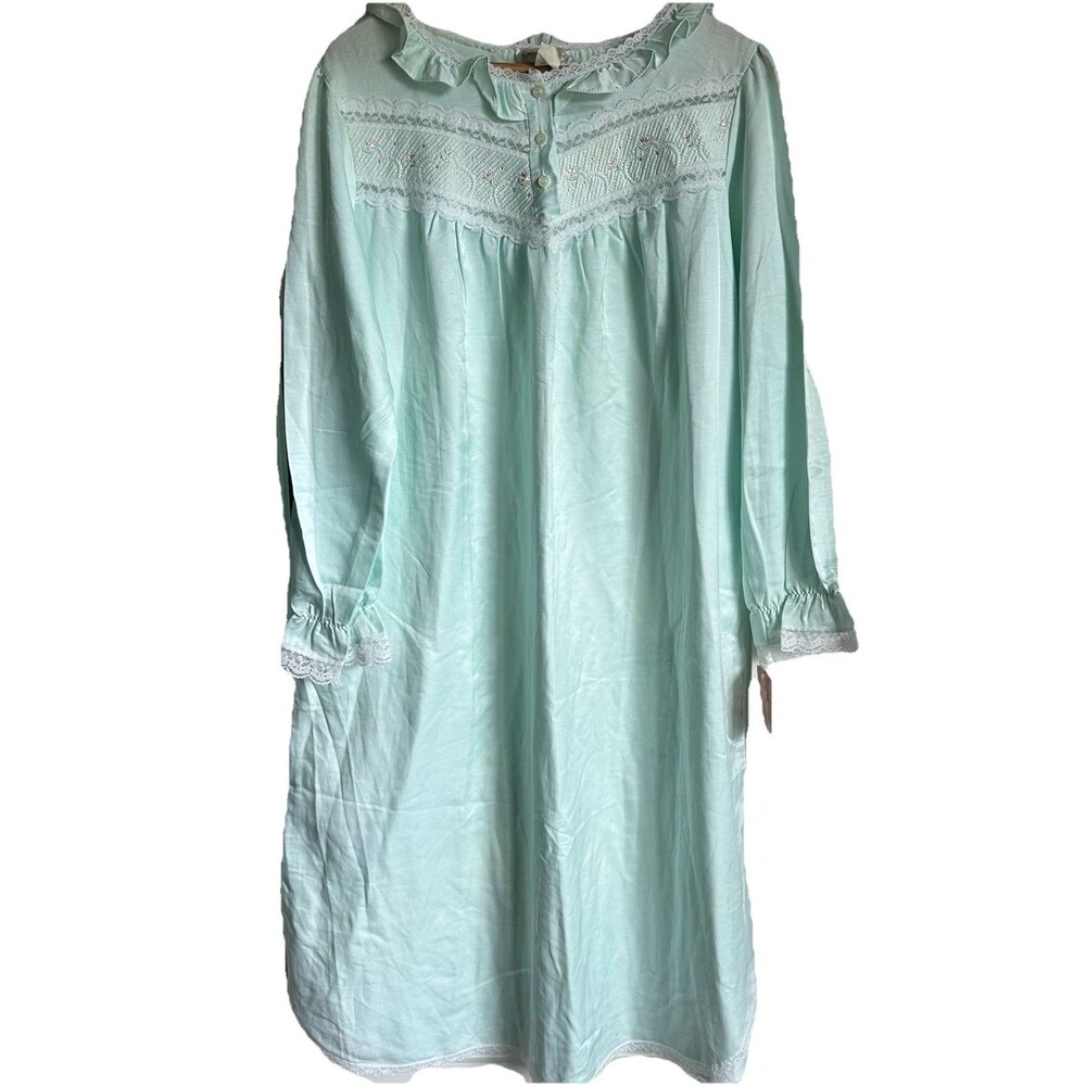 Vintage SEARS Apostrophe Nightgown Cream Puff Satin NWT Cozy Grandma Modest